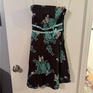 Jessica Black and Teal Strapless Dress